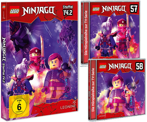 LEGO® NINJAGO® DVD 14.2 und Hörspiel-CDs 57 und 58 (© LEONINE Kids)