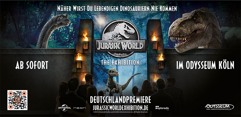"Jurassic World: The Exhibition" in Köln (©2023 Universal Studios and Amblin Entertainment, Inc. All Rights Reserved)