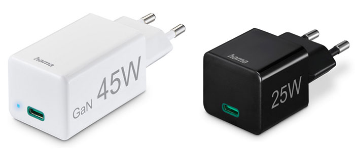 Hama USB-C-Mini-Schnellladegeräte 45 Watt und 25 Watt (© Hama)