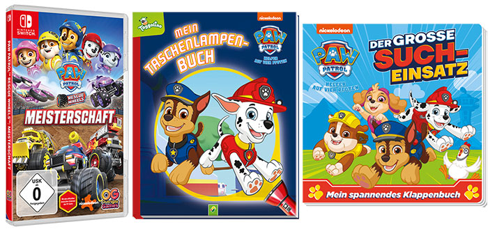 "PAW Patrol™ Rescue Wheels™: Meisterschaft" Gewinnartikel (© Bandai Namco / Schwager & Steinlein / Panini)