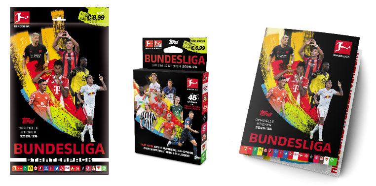 Bundesliga 2025/26 Starterpack, Eco Pack und Sammelalbum (© Topps Europe Limited)