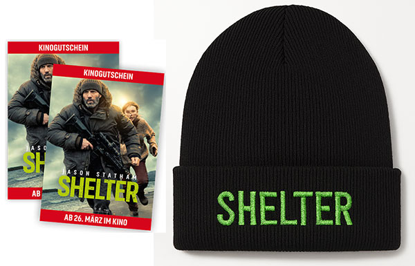 "Jason Statham – Shelter" Kinogutscheine und Mütze (© Tobis Film)