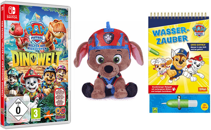 "PAW Patrol™: Dinowelt" Gewinnspielartikel (© Bandai Namco, Spin Master, Schwager & Steinlein)