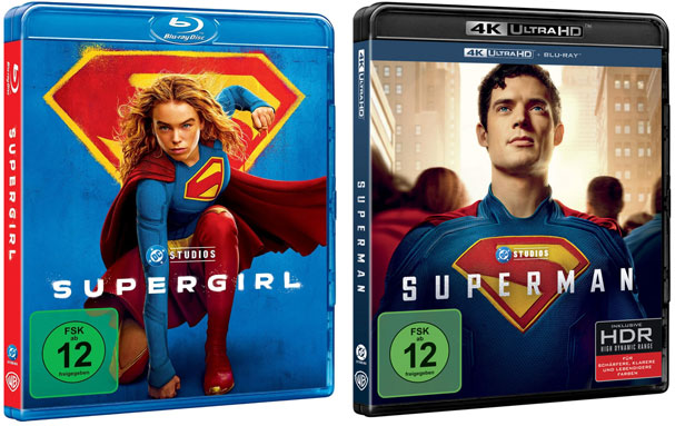 "Supergirl" Blu-ray und "Superman" 4K UHD (© Warner Bros. Home Entertainment)